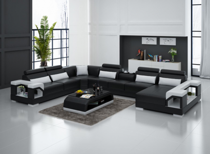 Designer sofa couch corner sofa with stool upholstered suite living landscape U-shape